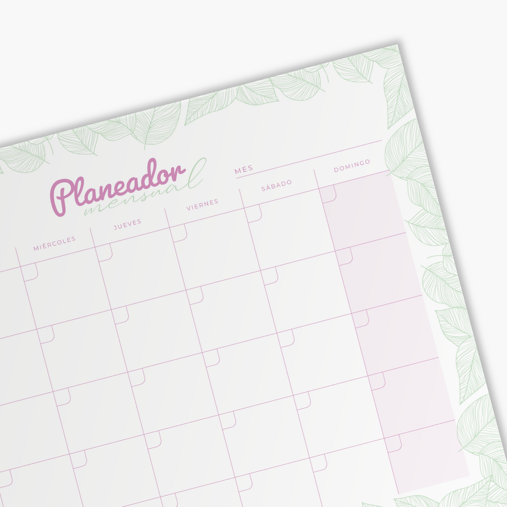 PLANEADOR MENSUAL SIN FECHAS - HOJAS