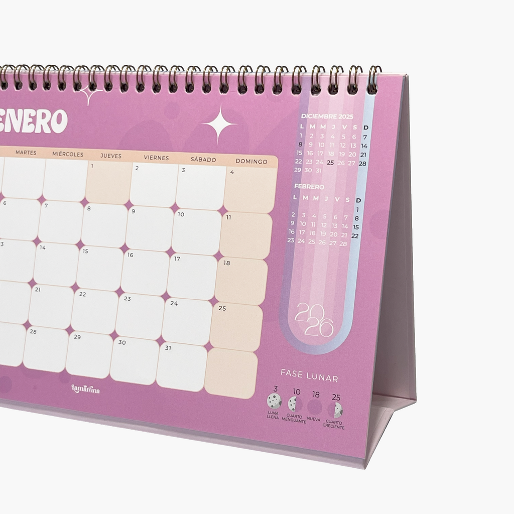 CALENDARIO ESCRITORIO 2026 ROSA
