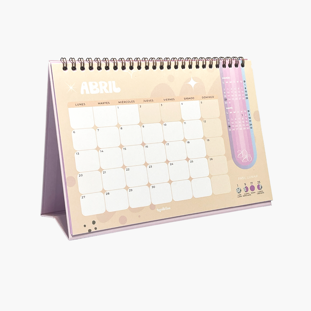 CALENDARIO ESCRITORIO 2026 ROSA